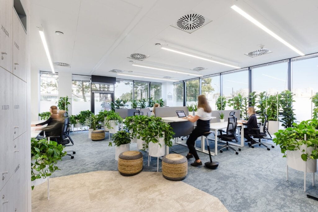 Biophilic interior design in healthy workplace
